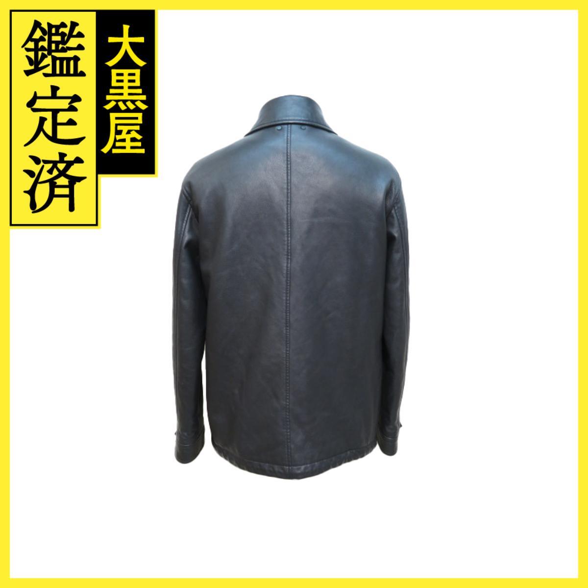 LOUIS VUITTON　ルイヴィトン　ロゴパッチジャケット　メンズ44　ブラック　ラムスキン　HGL01EJLD