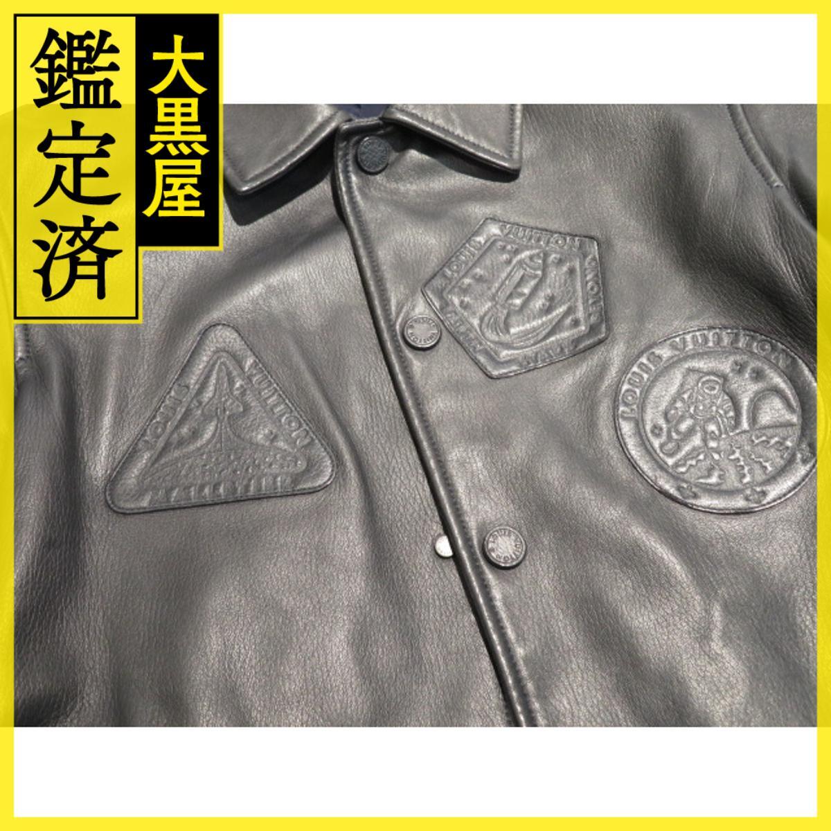LOUIS VUITTON　ルイヴィトン　ロゴパッチジャケット　メンズ44　ブラック　ラムスキン　HGL01EJLD