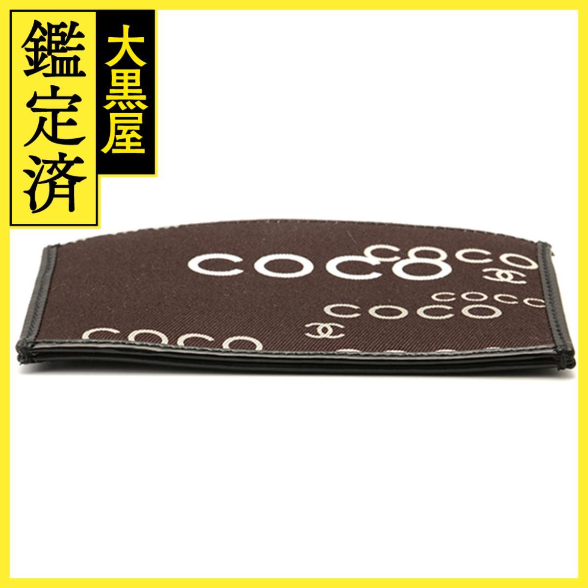 CHANEL シャネル COCOプリントコインケース ブラック/ホワイト/ゴールド金具 キャンバス/レザー