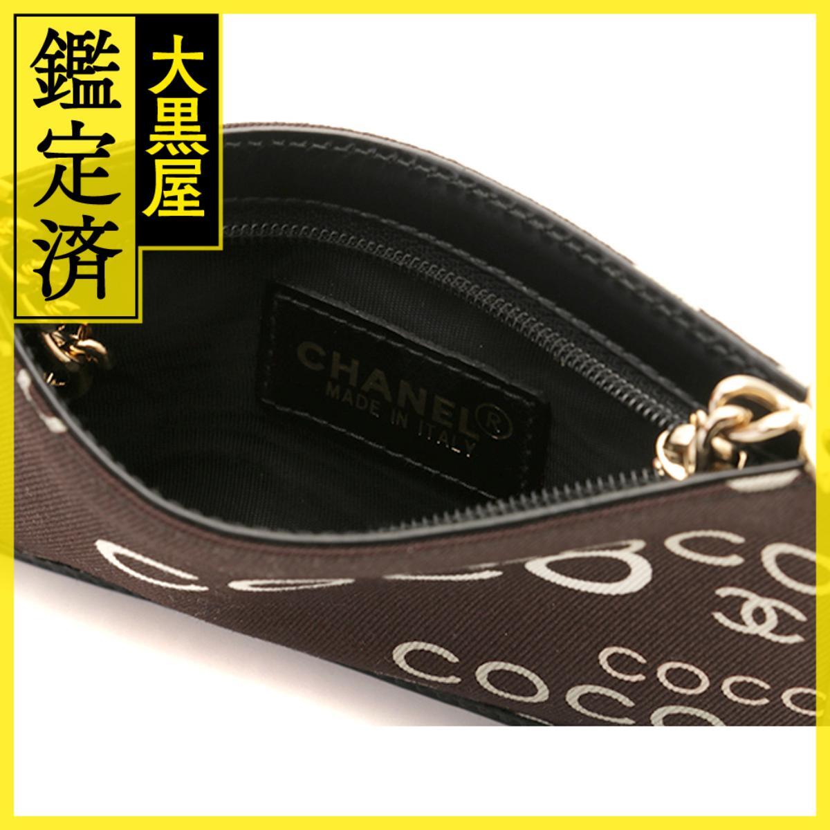 CHANEL シャネル COCOプリントコインケース ブラック/ホワイト/ゴールド金具 キャンバス/レザー