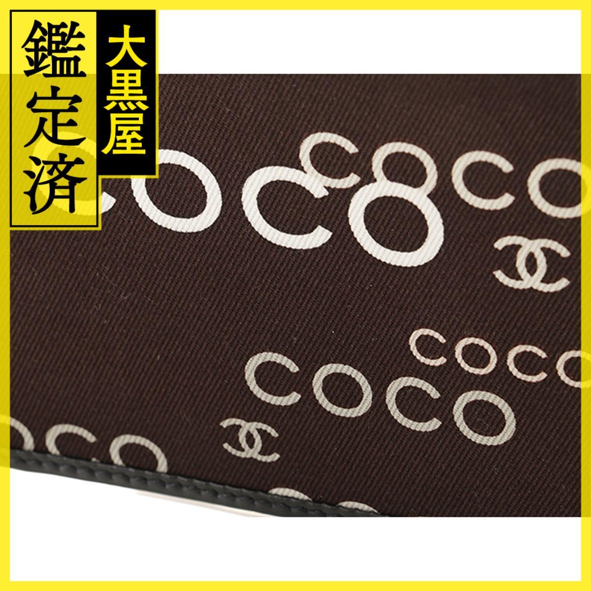 CHANEL シャネル COCOプリントコインケース ブラック/ホワイト/ゴールド金具 キャンバス/レザー