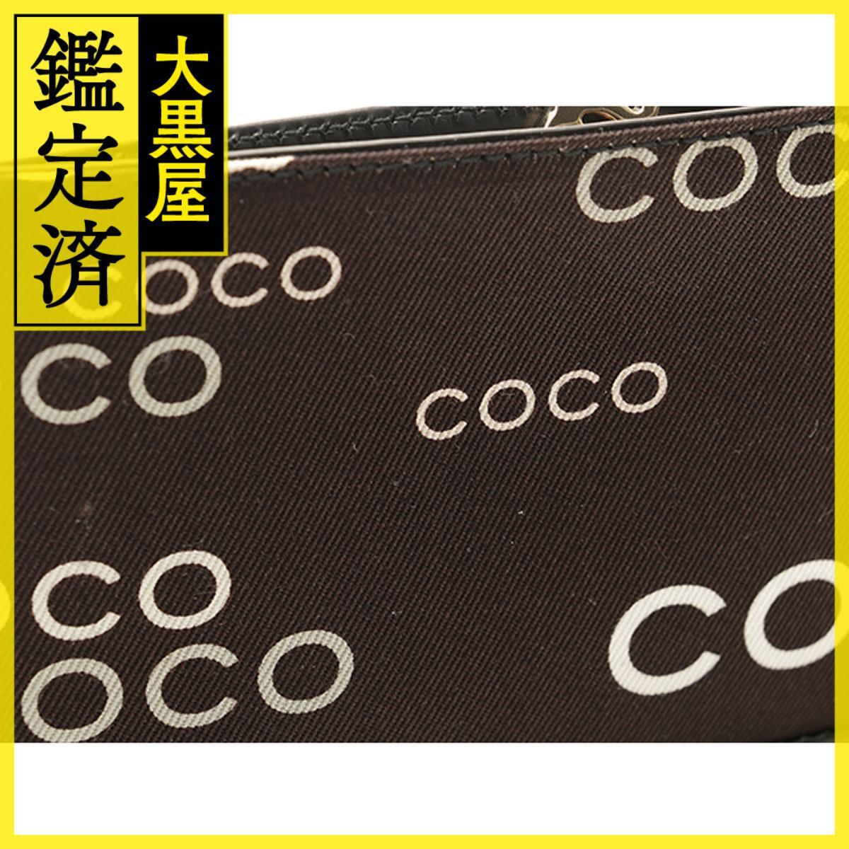 CHANEL シャネル COCOプリントコインケース ブラック/ホワイト/ゴールド金具 キャンバス/レザー