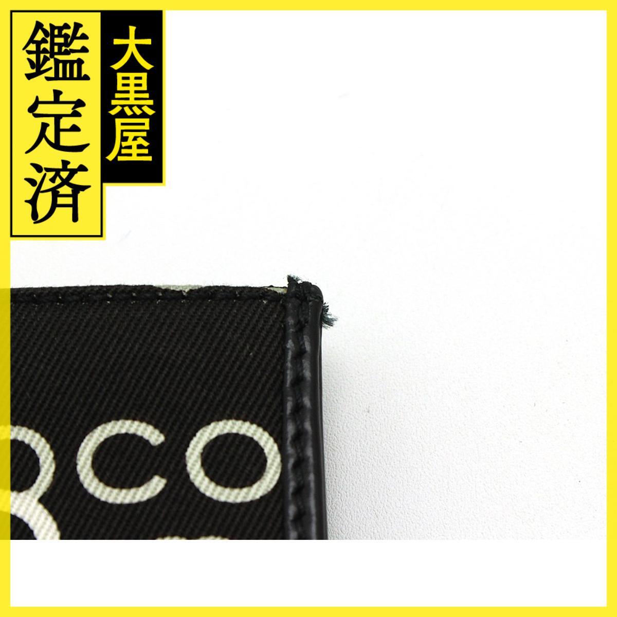 CHANEL シャネル COCOプリントコインケース ブラック/ホワイト/ゴールド金具 キャンバス/レザー