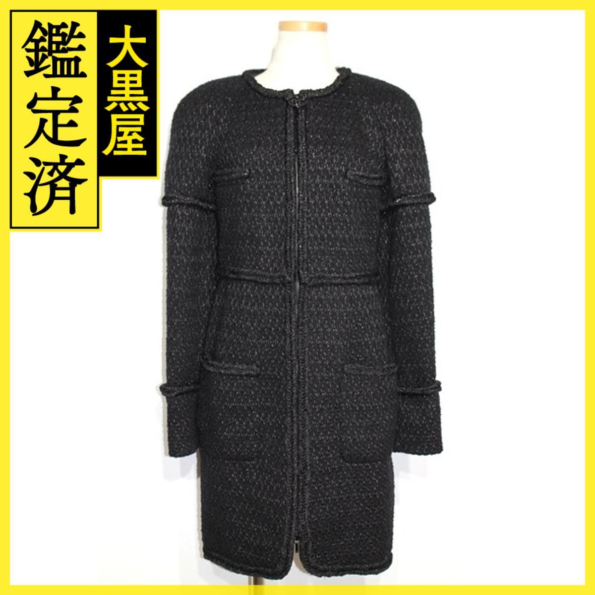 CHANEL　シャネル　ツイードコート　レディース34　ブラック　ウール　P62037V47063