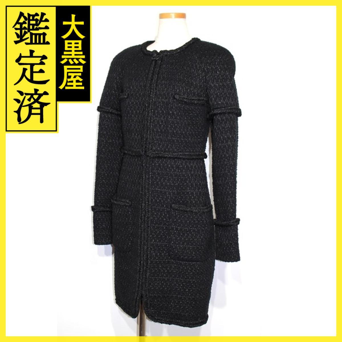 CHANEL　シャネル　ツイードコート　レディース34　ブラック　ウール　P62037V47063