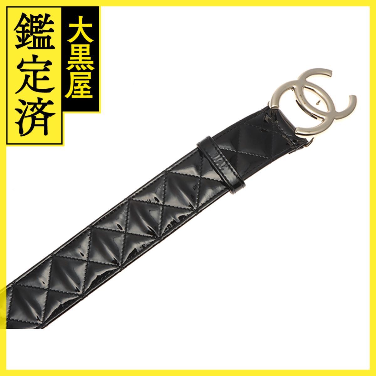 CHANEL シャネル マトラッセココマークベルト ブラック/ゴールド金具 パテント_画像3