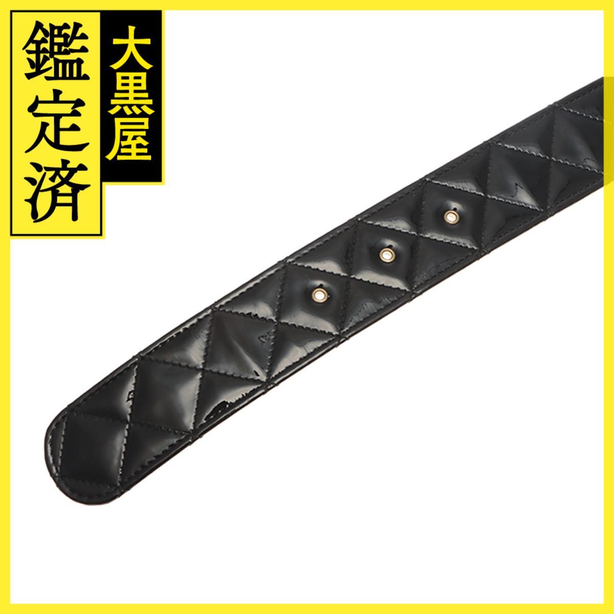 CHANEL シャネル マトラッセココマークベルト ブラック/ゴールド金具 パテント_画像5