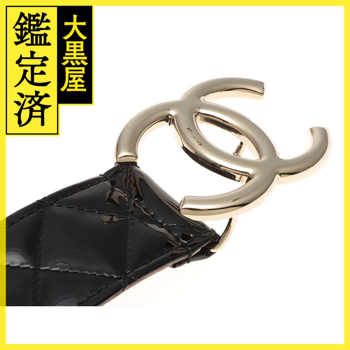 CHANEL シャネル マトラッセココマークベルト ブラック/ゴールド金具 パテント_画像6