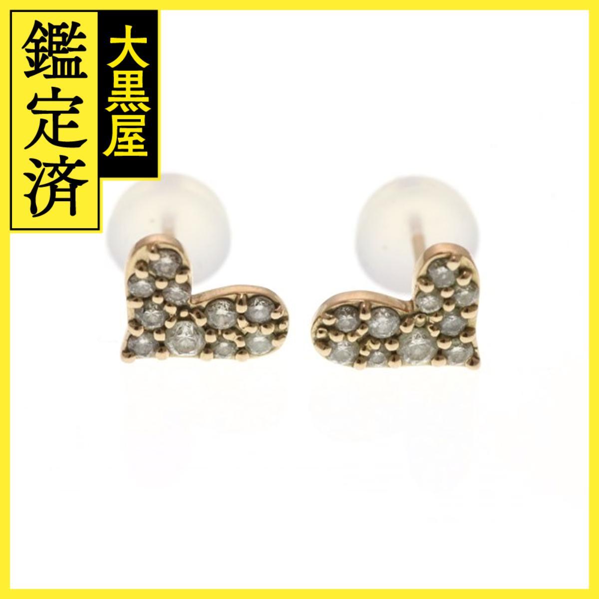 JEWELRY ノンブランド ジュエリー ハート ピアス K18 ピンクゴールド ダイヤモンド 0.15カラット 1.2g_画像1