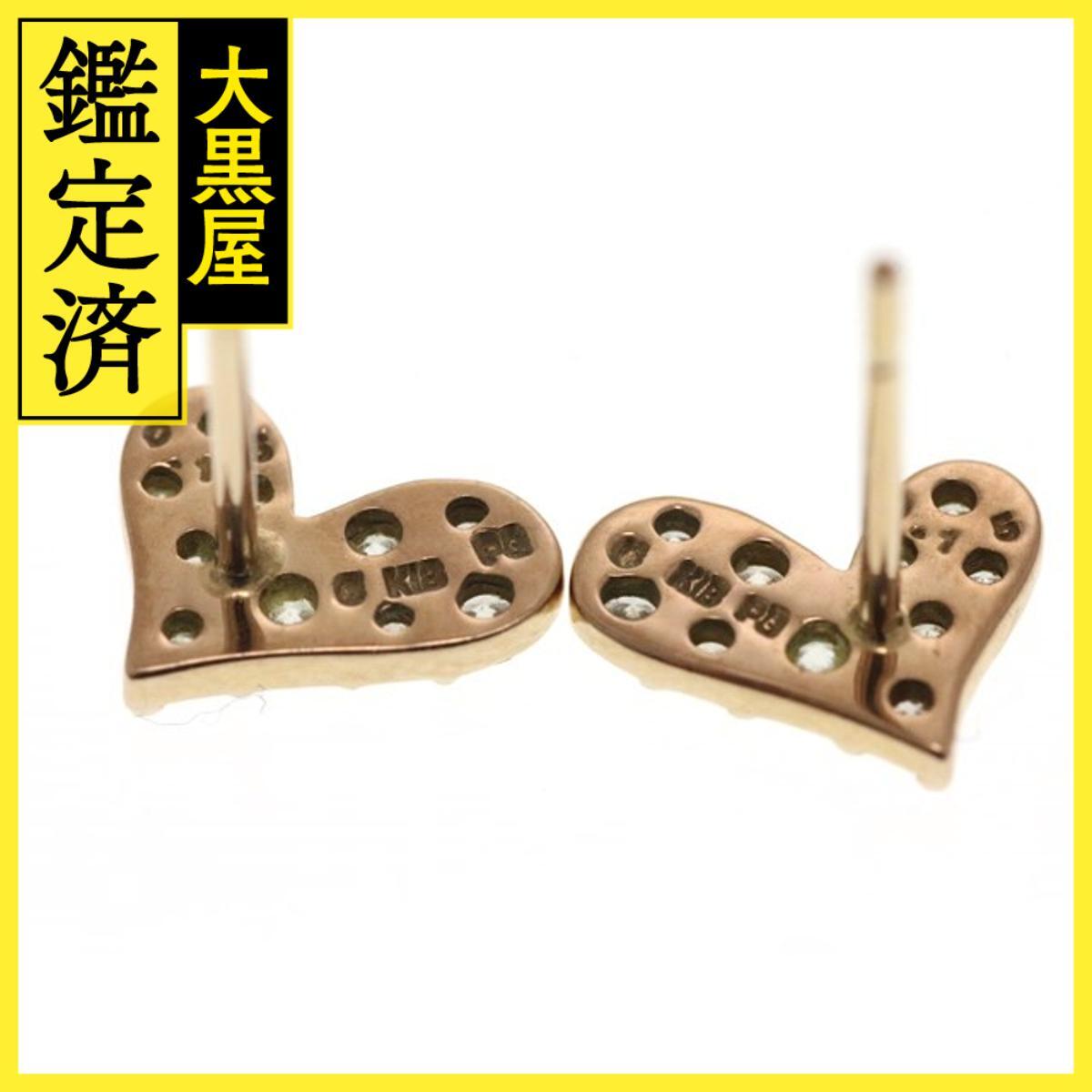 JEWELRY ノンブランド ジュエリー ハート ピアス K18 ピンクゴールド ダイヤモンド 0.15カラット 1.2g_画像3