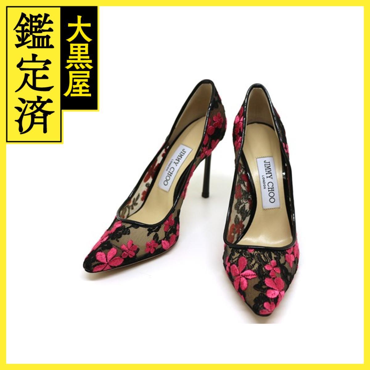 JIMMY CHOO ジミーチュウ 靴 ROMY100メッシュハイヒール レディース35ハーフ(約22.5cm) ブラック/ダリア