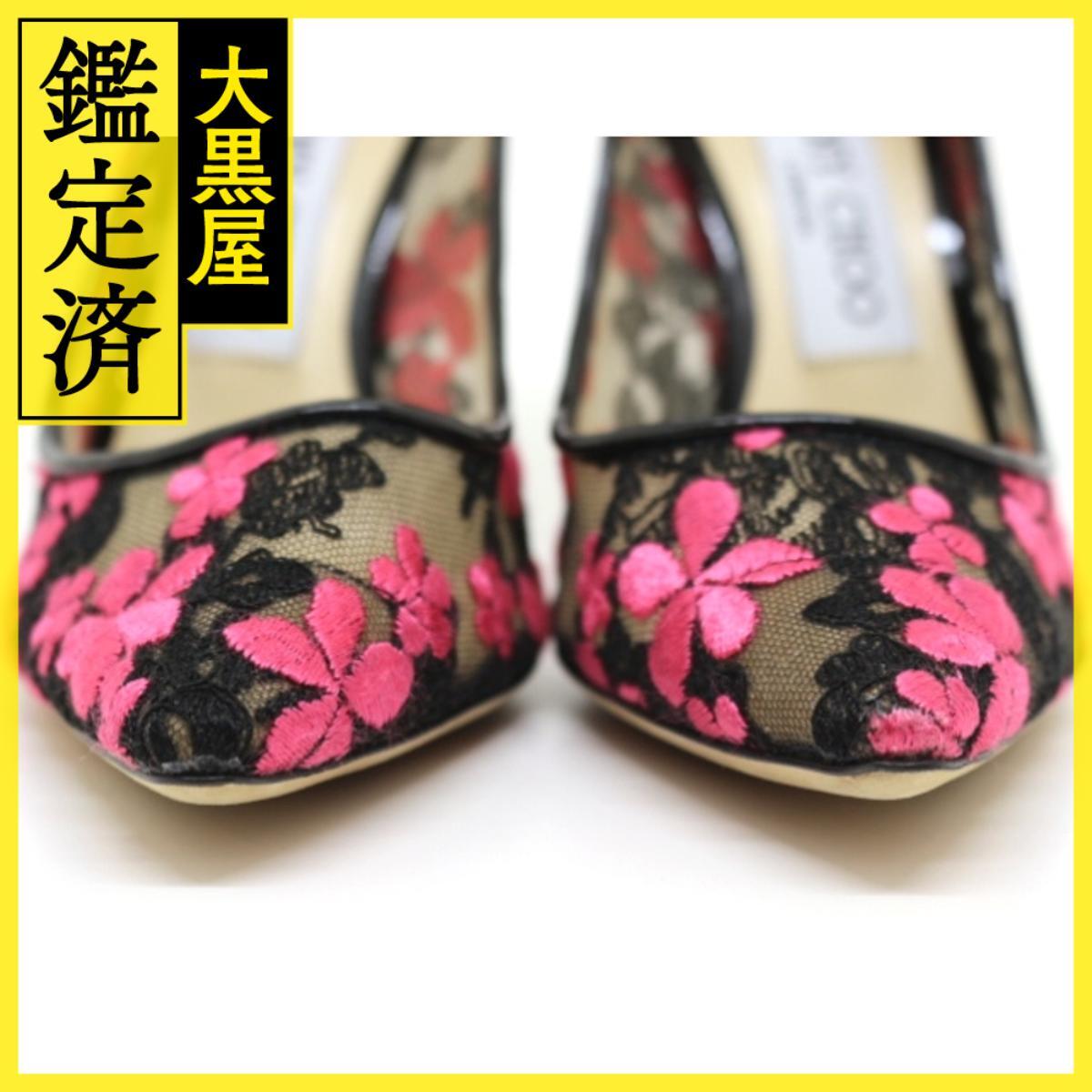 JIMMY CHOO ジミーチュウ 靴 ROMY100メッシュハイヒール レディース35ハーフ(約22.5cm) ブラック/ダリア
