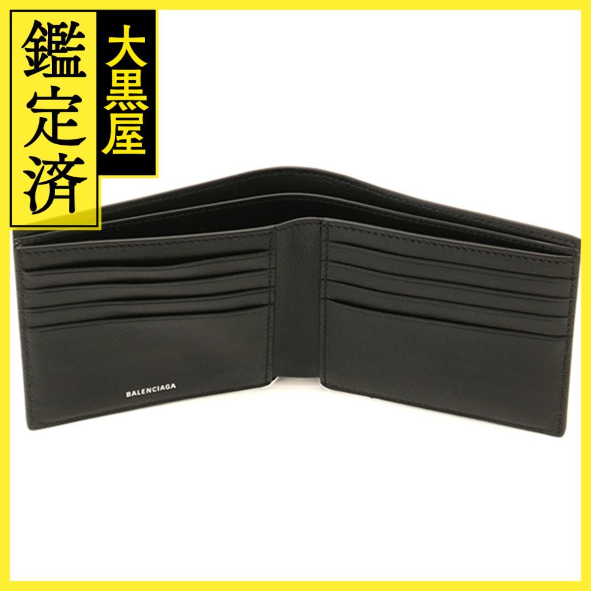 BALENCIAGA シグネチャー スクエア フォールドウォレット 二つ折り札入れ 594549 ブラック/グレー PVC 2148103905056_画像4