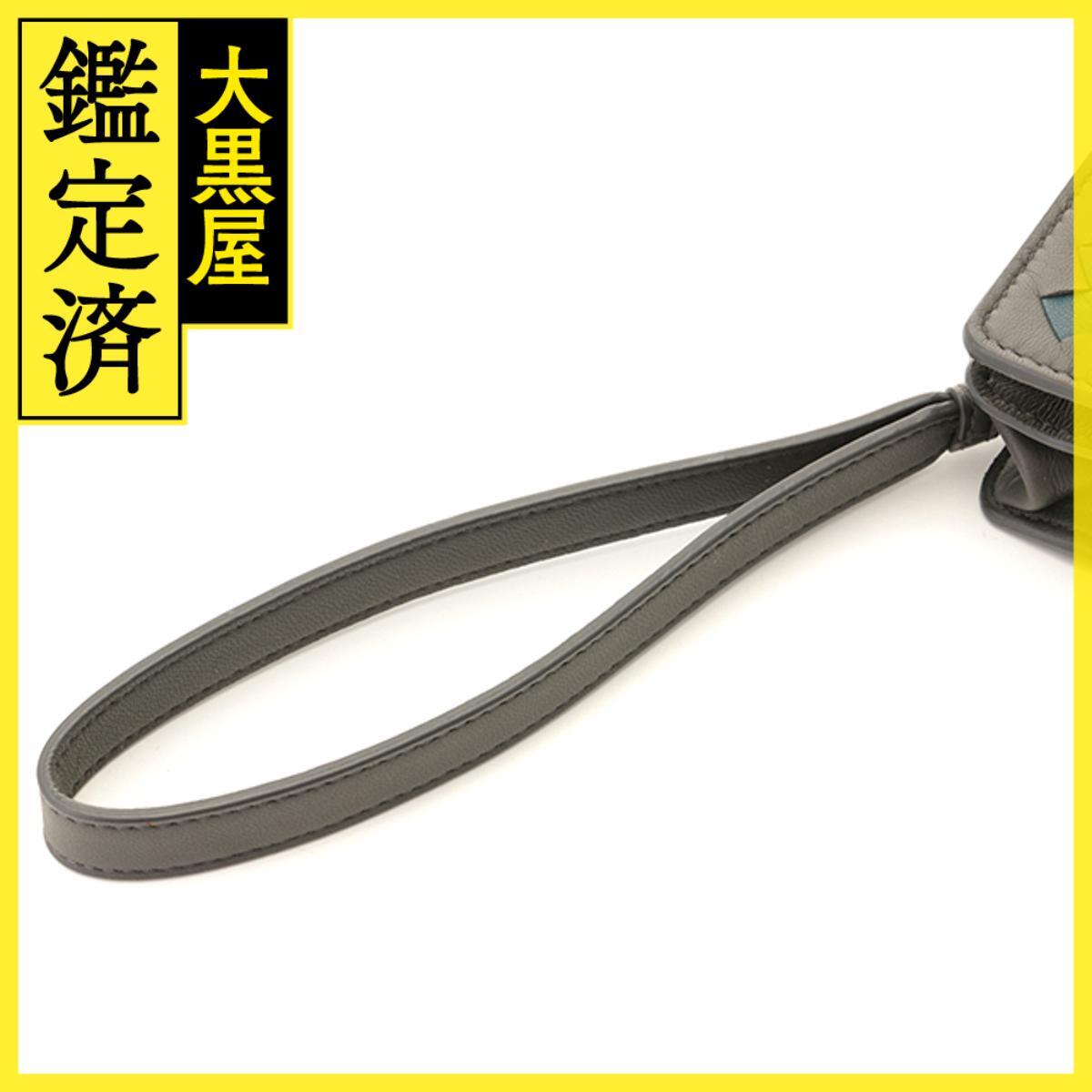 BOTTEGA　VENETA　ボッテガ?ヴェネタ　イントレチャート クラッチバッグ　グレー　ブルー　ブラック　レザー　546882