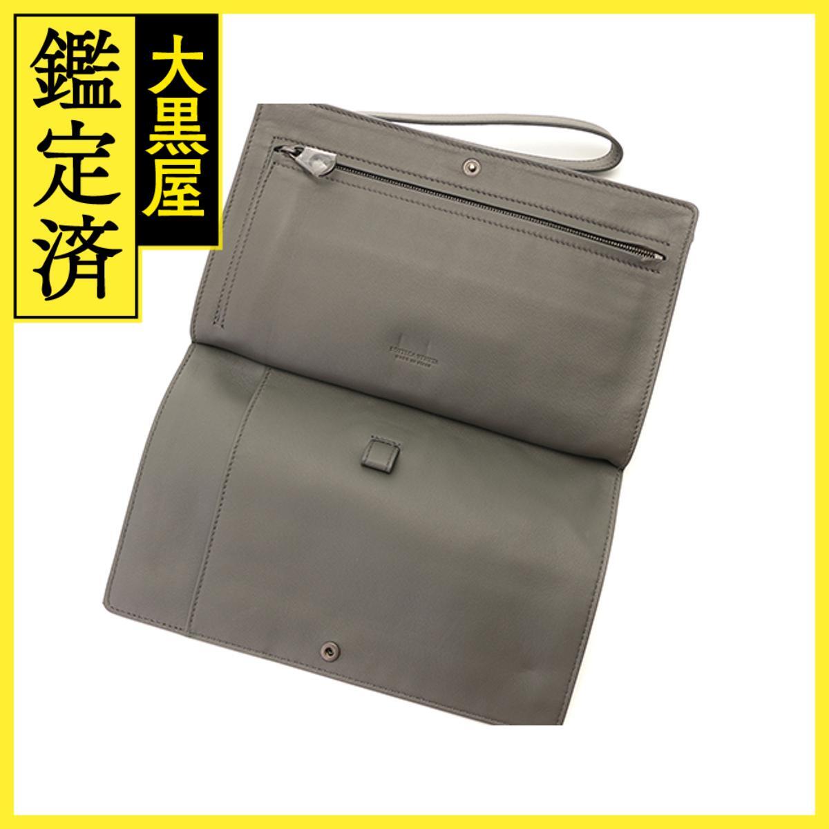 BOTTEGA　VENETA　ボッテガ?ヴェネタ　イントレチャート クラッチバッグ　グレー　ブルー　ブラック　レザー　546882