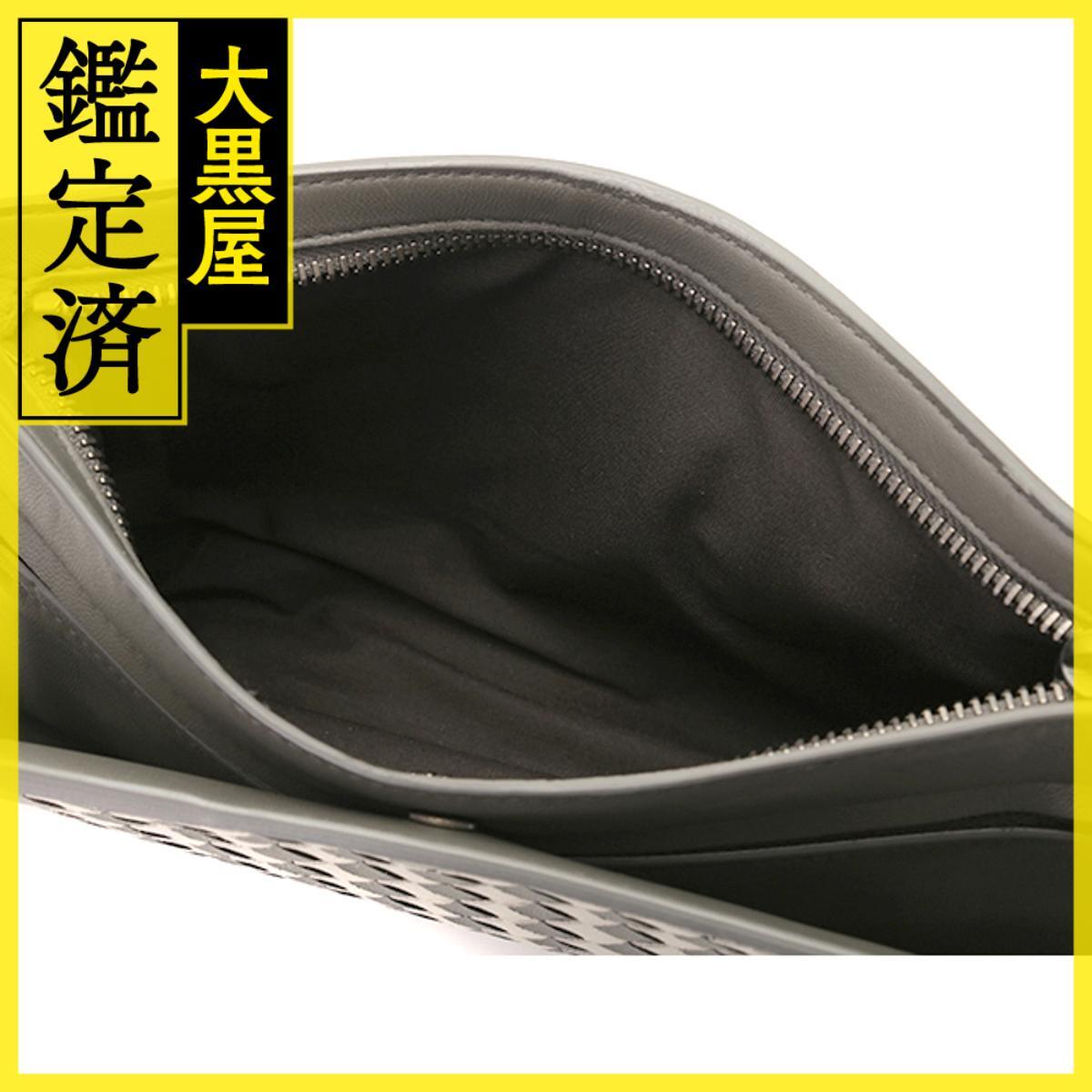 BOTTEGA　VENETA　ボッテガ?ヴェネタ　イントレチャート クラッチバッグ　グレー　ブルー　ブラック　レザー　546882