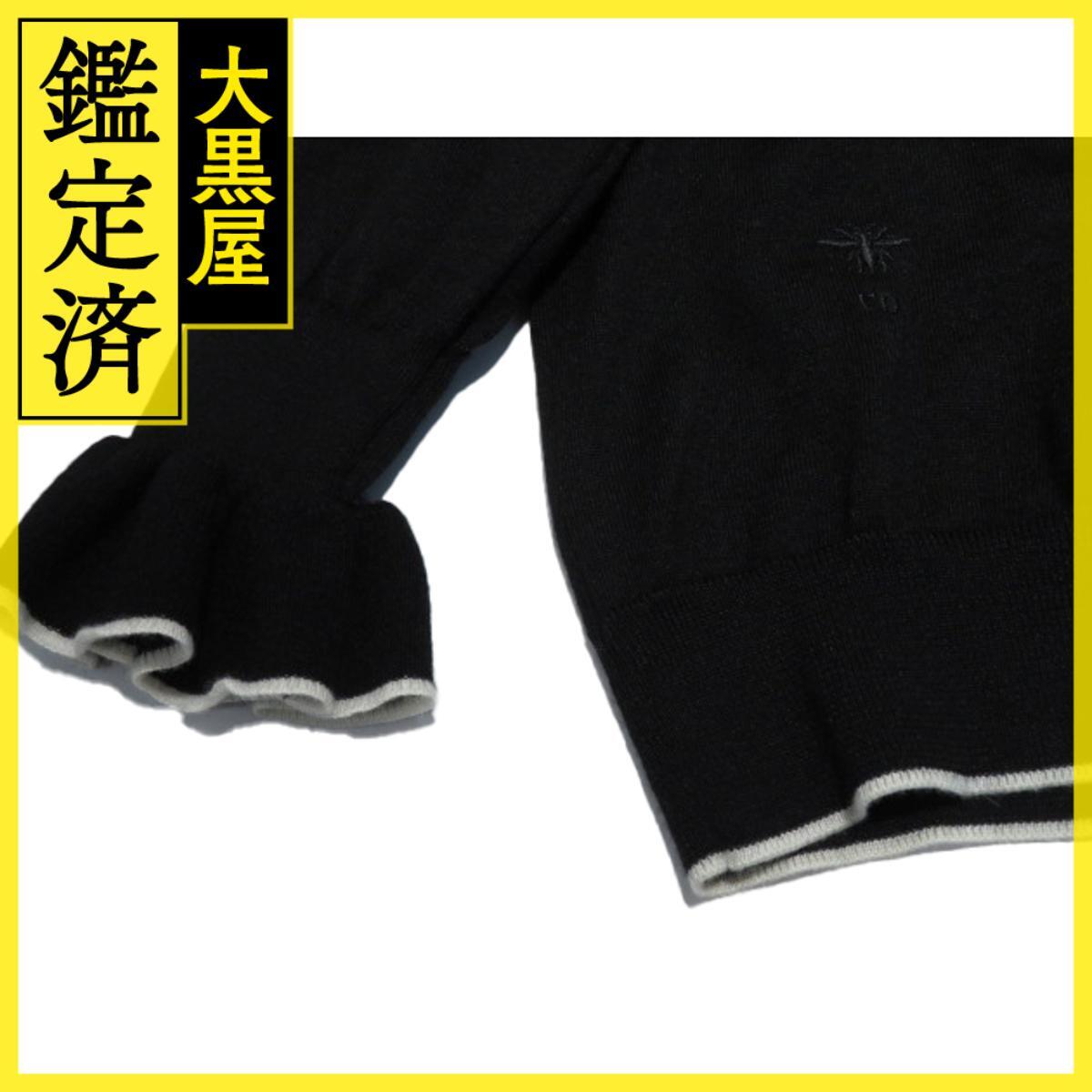 DIOR　ディオール　Bee刺繍フリルニット　レディース34　ブラック　カシミヤ　314S50AM102　2143200622363_画像5