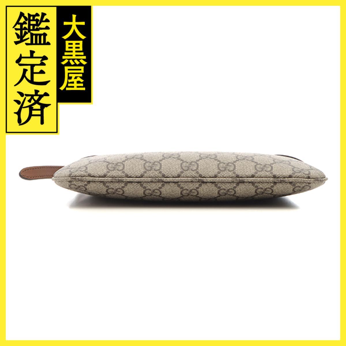 GUCCI グッチ GGエンブレムスモールショルダーバッグ ブラウン/ベージュ コーティングキャンバス/レザー 820696