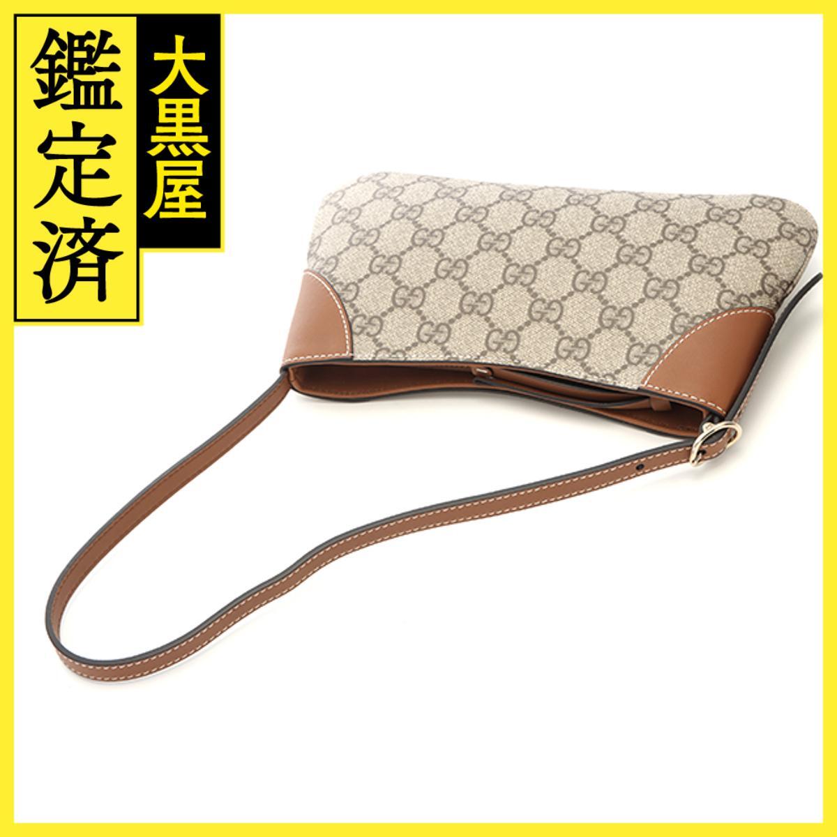 GUCCI グッチ GGエンブレムスモールショルダーバッグ ブラウン/ベージュ コーティングキャンバス/レザー 820696
