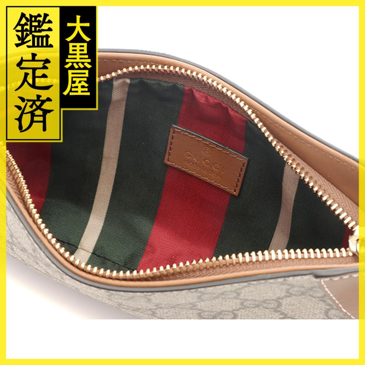 GUCCI グッチ GGエンブレムスモールショルダーバッグ ブラウン/ベージュ コーティングキャンバス/レザー 820696