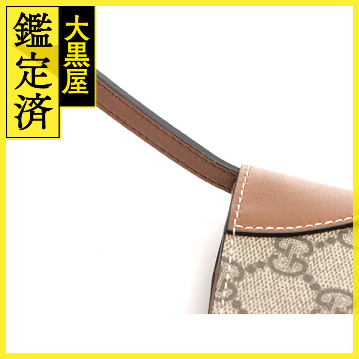 GUCCI グッチ GGエンブレムスモールショルダーバッグ ブラウン/ベージュ コーティングキャンバス/レザー 820696