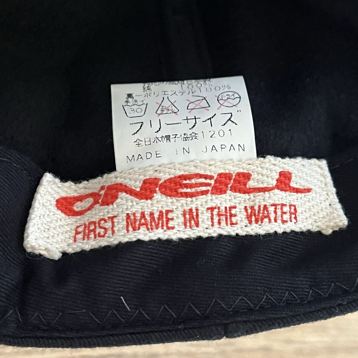 Ye2101cc 日本製　タグ付き未使用　O'NEILL オニール 90s オールドサーフ　キャップ　帽子　ブラック　FREEサイズ　_画像8