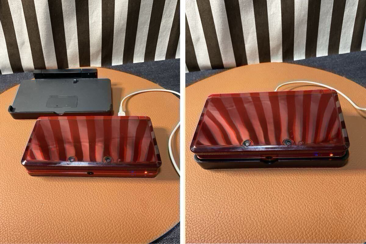 ※ゴム欠け?汚れあり　ニンテンドー3DS 本體 箱付き　セット　フレアレッド　純正バッテリー　SDカードなし　初期化済　Nintendo 任天堂