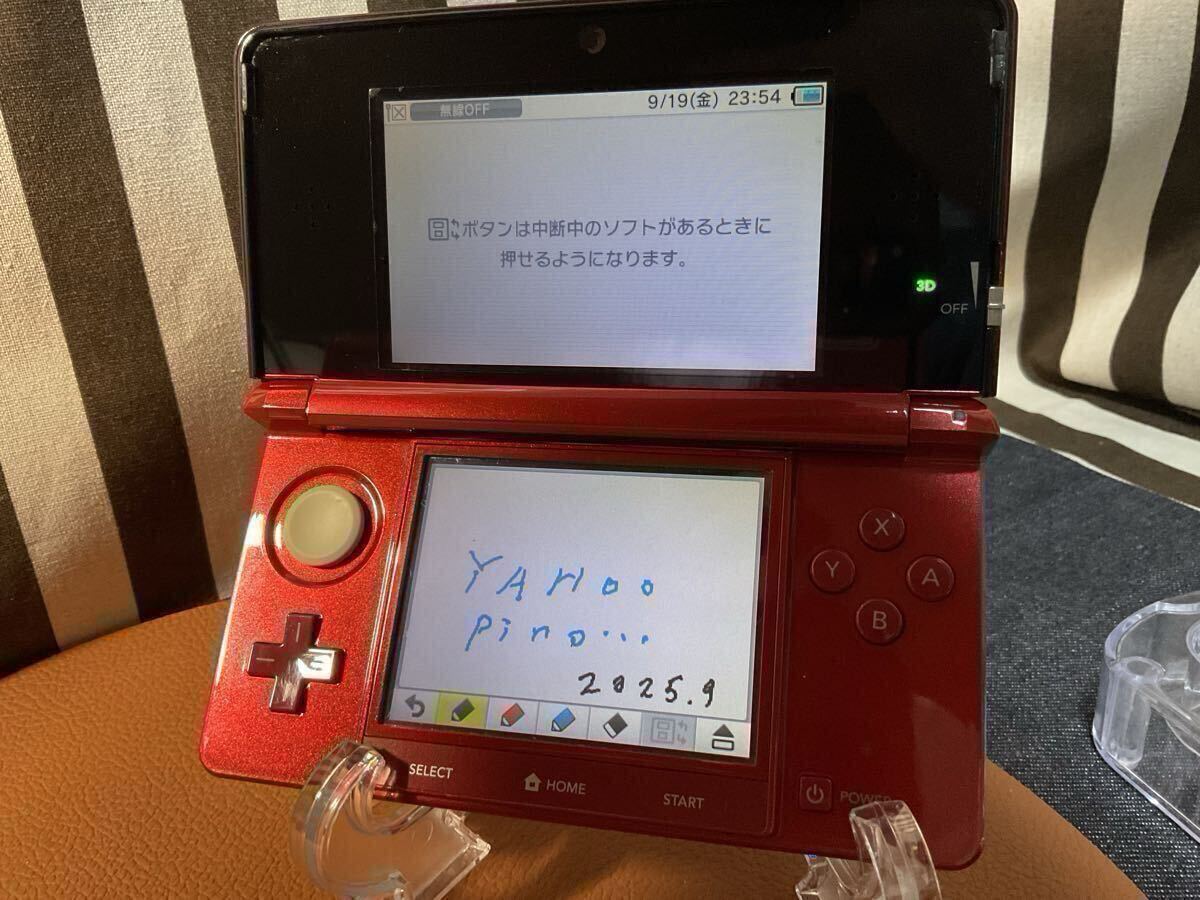 ※ゴム欠け?汚れあり　ニンテンドー3DS 本體 箱付き　セット　フレアレッド　純正バッテリー　SDカードなし　初期化済　Nintendo 任天堂