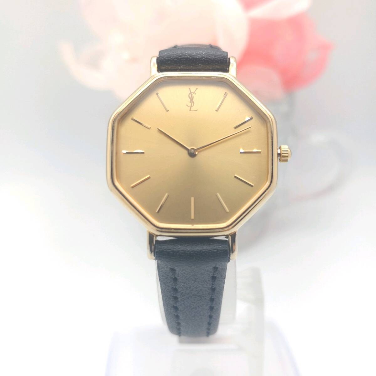 《稼働品》Yves Saint Laurent★イヴサンローラン★クォーツ 腕時計★レディース★オクタゴン★YSL★ゴールド★管理 661e