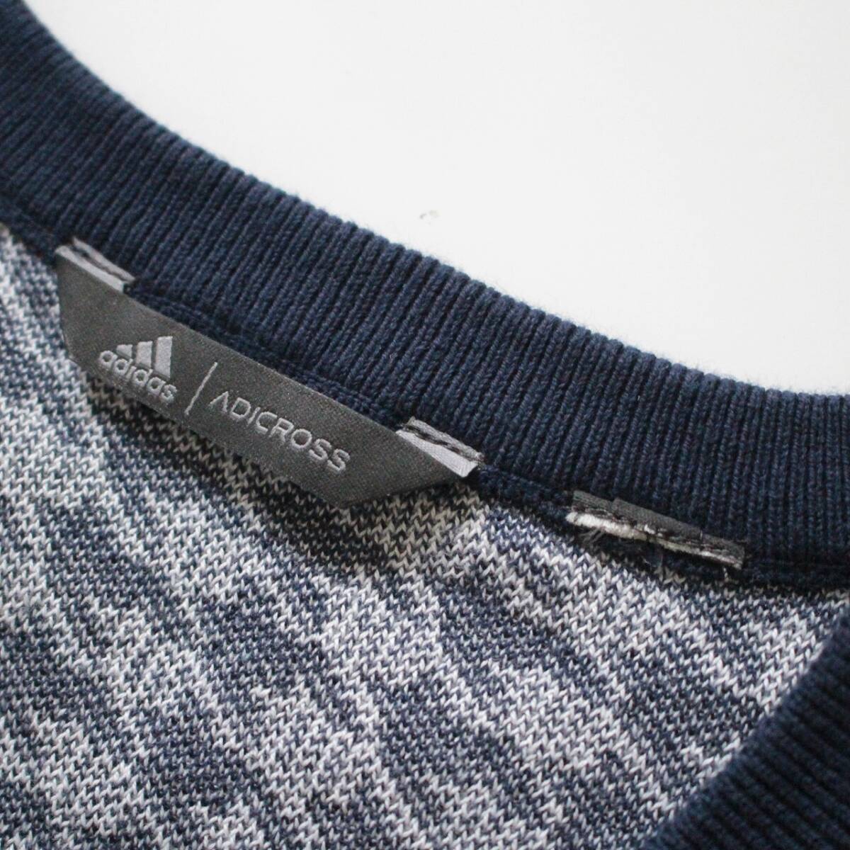 【 アディダス ADUCROSS アディクロス 】千鳥格子 チェック コットンニット ベスト DW6304 定価\10,989 Vネック ゴルフ Ｌ相当_画像3