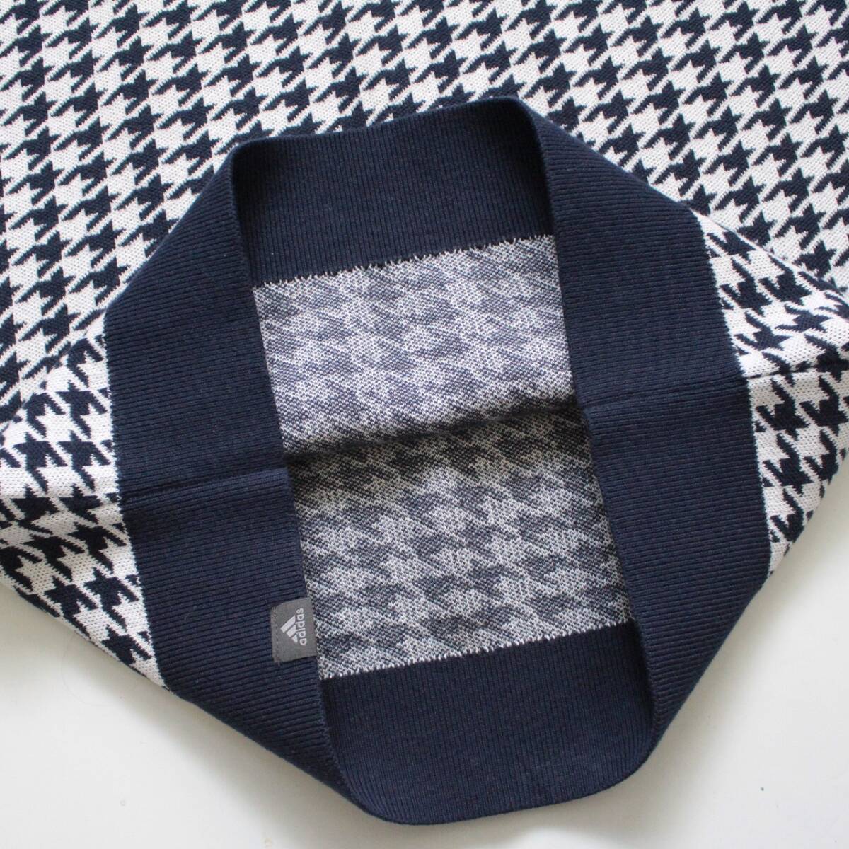 【 アディダス ADUCROSS アディクロス 】千鳥格子 チェック コットンニット ベスト DW6304 定価\10,989 Vネック ゴルフ Ｌ相当_画像7