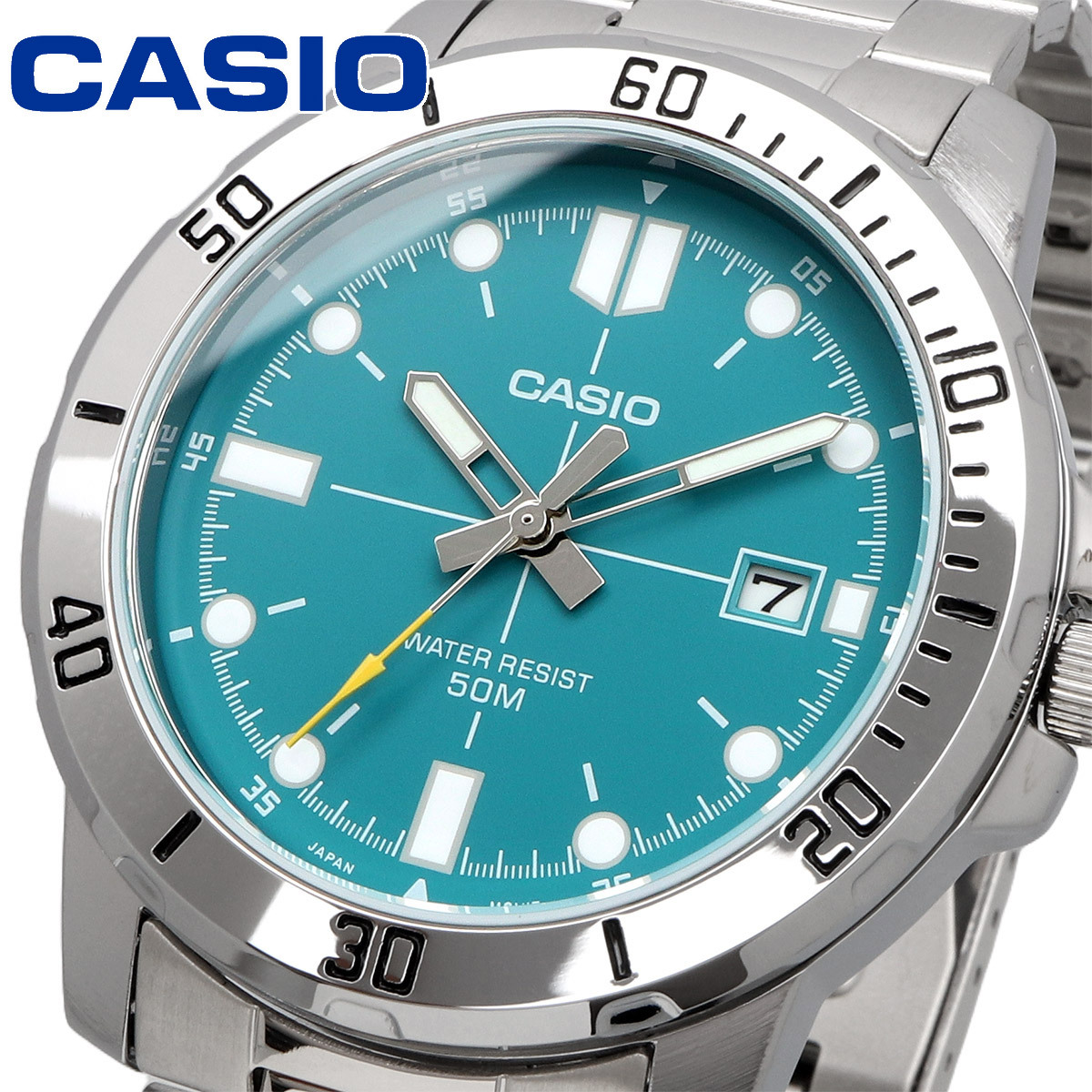CASIO 腕時計 カシオ 時計 ウォッチ チープカシオ チプカシ MTP-VD01D-3E2V メタルバンド ブルーグリーン 海外モデル [並行輸入品]_画像1