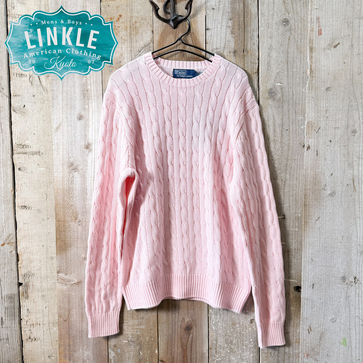 Polo Ralph Lauren(ポロ ラルフローレン)ケーブル コットン セーター/M【 メンズ ピンク 】_画像1