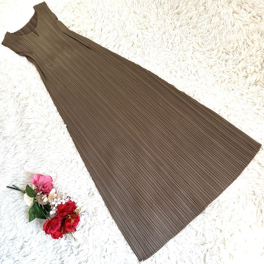 【大きいサイズ4】プリーツプリーズ ロングワンピース マキシ丈 ノースリーブ PLEATS PLEASE ISSEY MIYAKE - PLEATS PLEASE(プリーツプリーズ