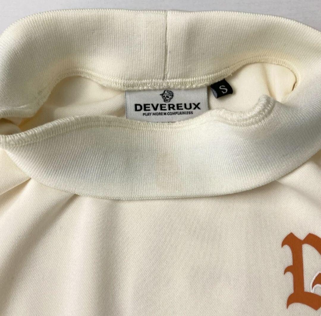 DEVEREUX GOLF デヴァローゴルフ ロゴプリント モックネック 半袖シャツ レディースS クリーム 春夏 ゴルフウェア サンプル品 ハイネック_画像8