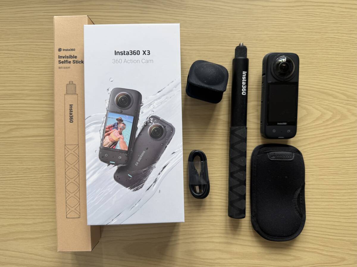 ★美品 insta360 X3 見えない自撮り棒 レンズガード microSDカード付き★