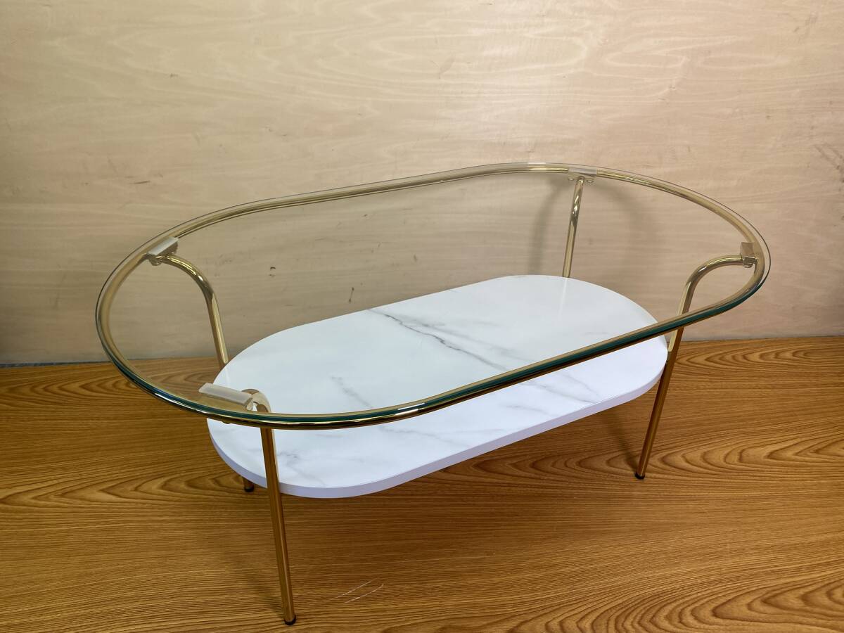 Francfranc/フランフラン◆ゴールド×マーブル◆レガート コーヒーテーブルS_画像1