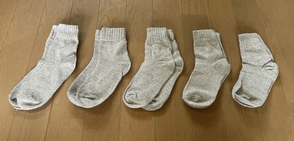 新品6052 ウールソックス 5足セット 24~27cm グレー