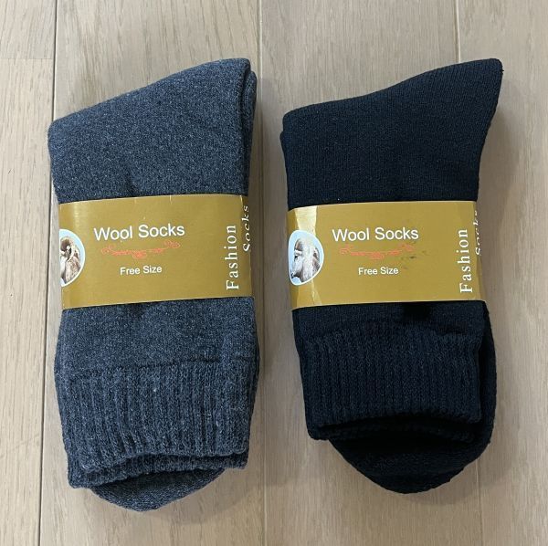 新品6089 ウールソックス 2足セット 24センチ~27センチ