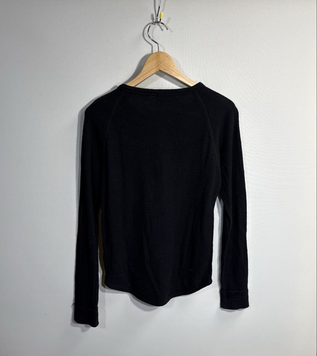 UNIQLO ユニクロブラックヘンリーネックサーマル長袖カットソー: S☆TS-521_画像2