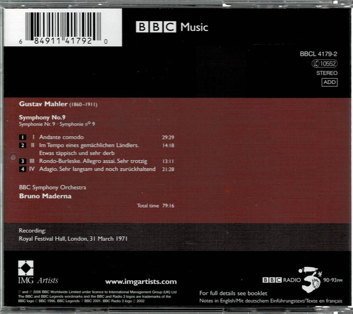 BBC ブルーノ・マデルナ/マーラー交響曲第9番_画像2