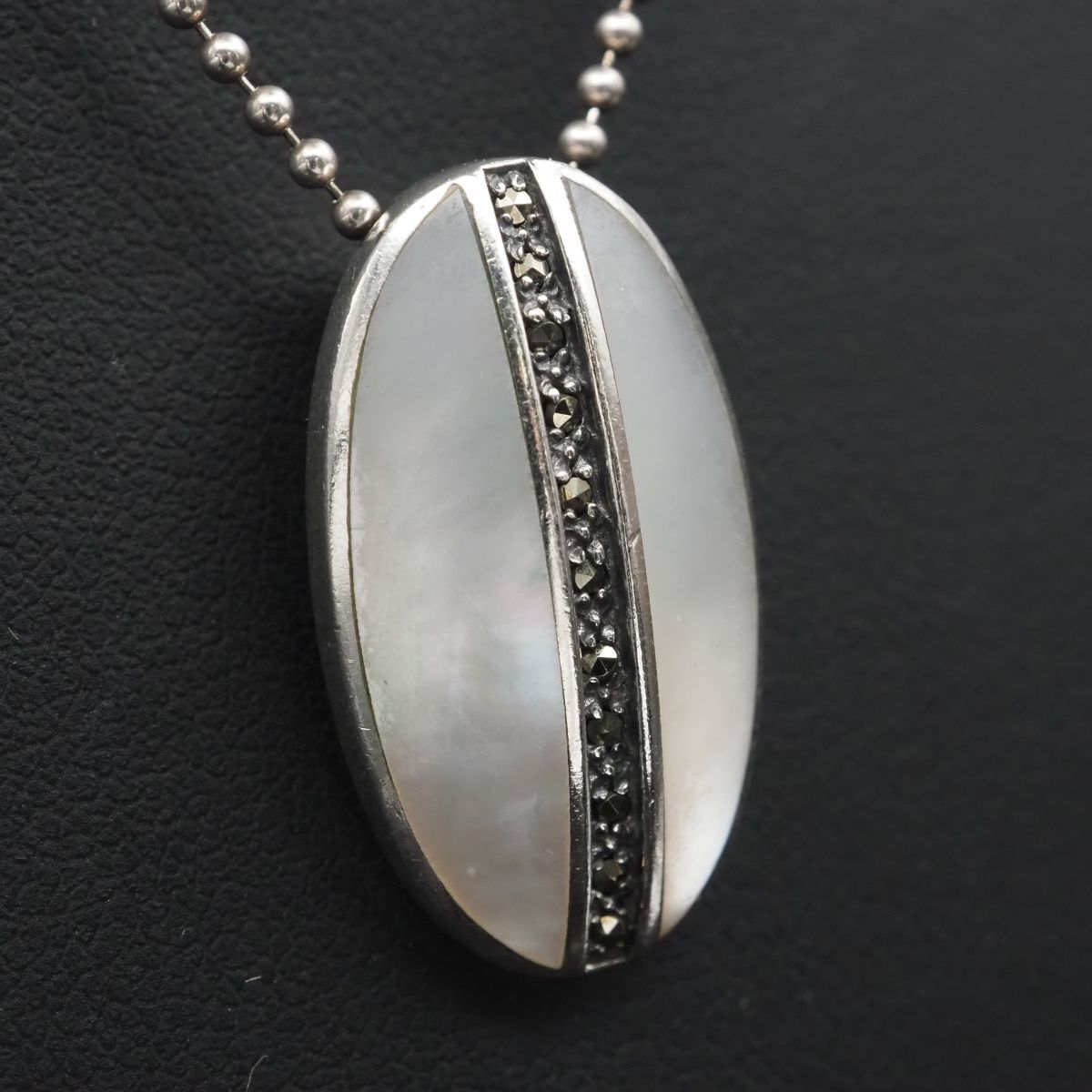 C886 マーカサイト マルカジット シェル 925刻印 ペンダント トップ デザイン シルバー チャーム ヘッド_画像3