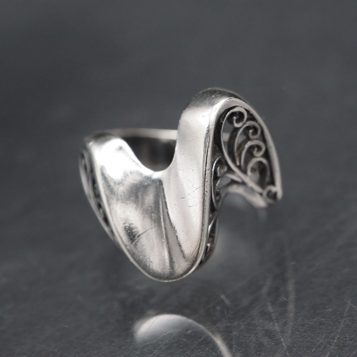 F200 ヴィンテージ SILVER刻印 リング フィリグリー 銀線細工 デザイン シルバー 指輪 9号_画像1