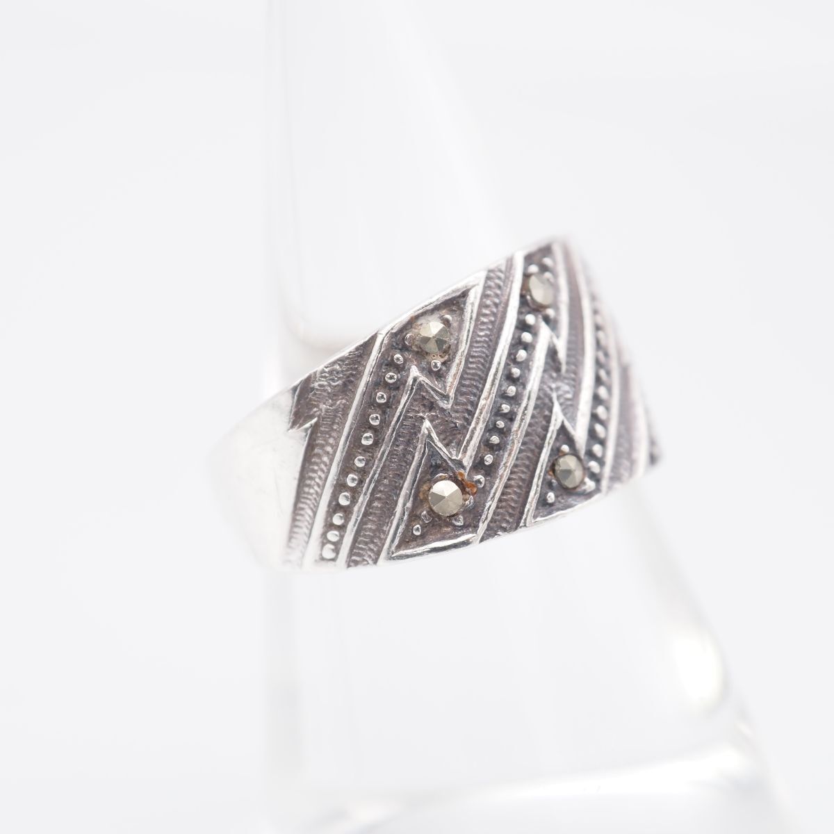 F749 ヴィンテージ マーカサイト 925刻印 リング マルカジット デザイン シルバー 指輪 13号_画像3