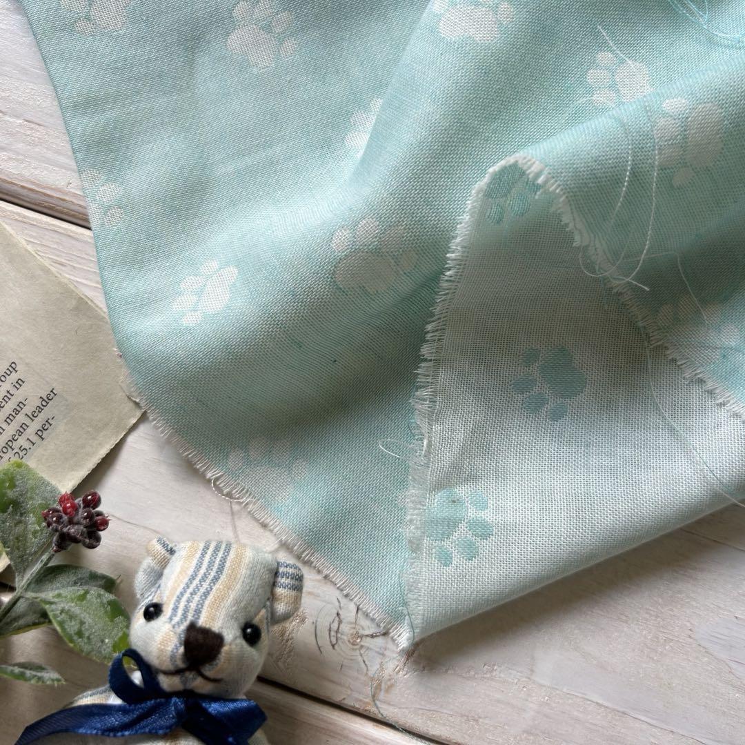 ◇0.5 ｍ◇延長可能■再入荷■オーガニックコットン100％■ダブルガーゼリバーシブル肉球■ミント_画像1