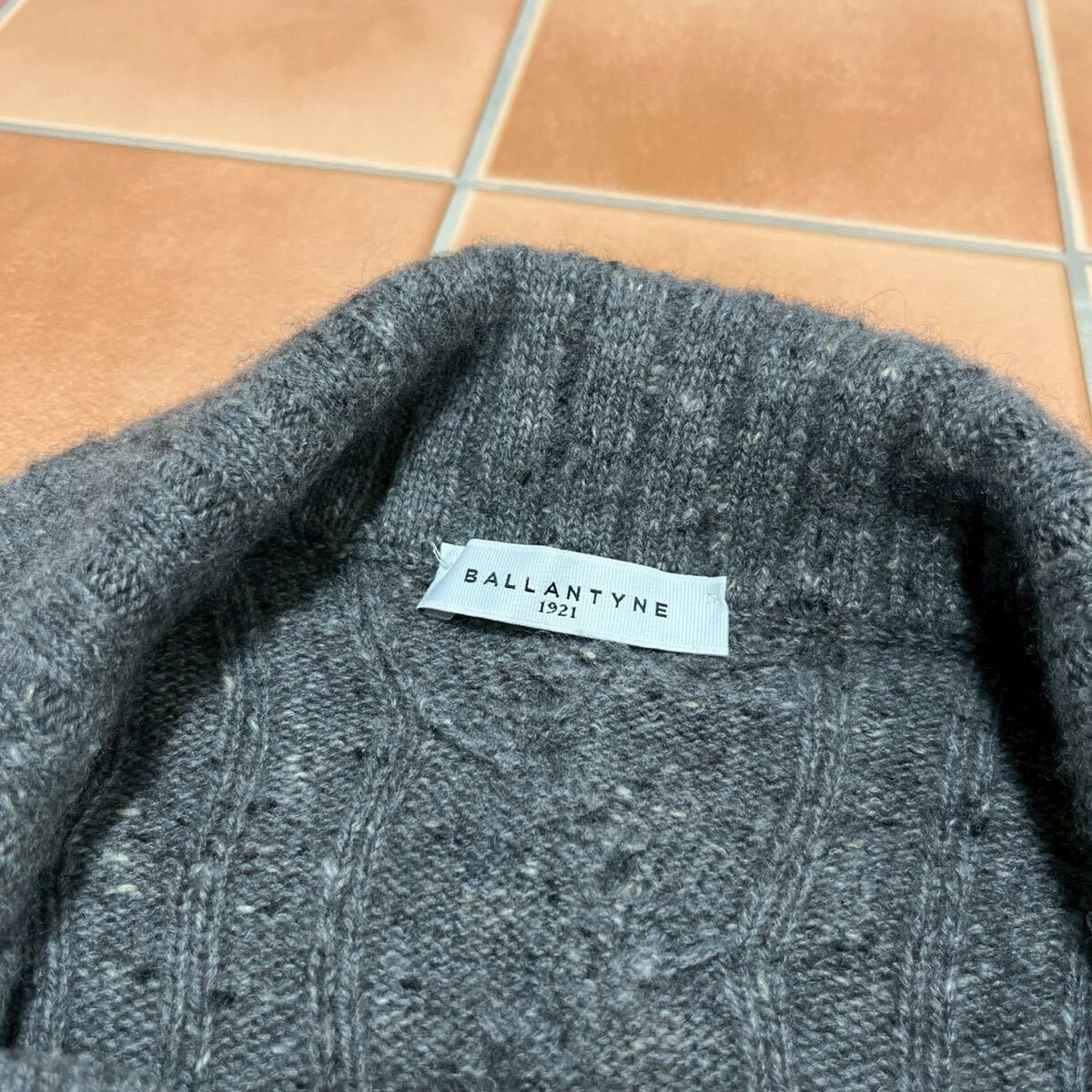 【高級】BALLANTYNE カシミア100% カーディガン グレー 48 高級】BALLANTYNE カシミア100% カーディガン グレー 48