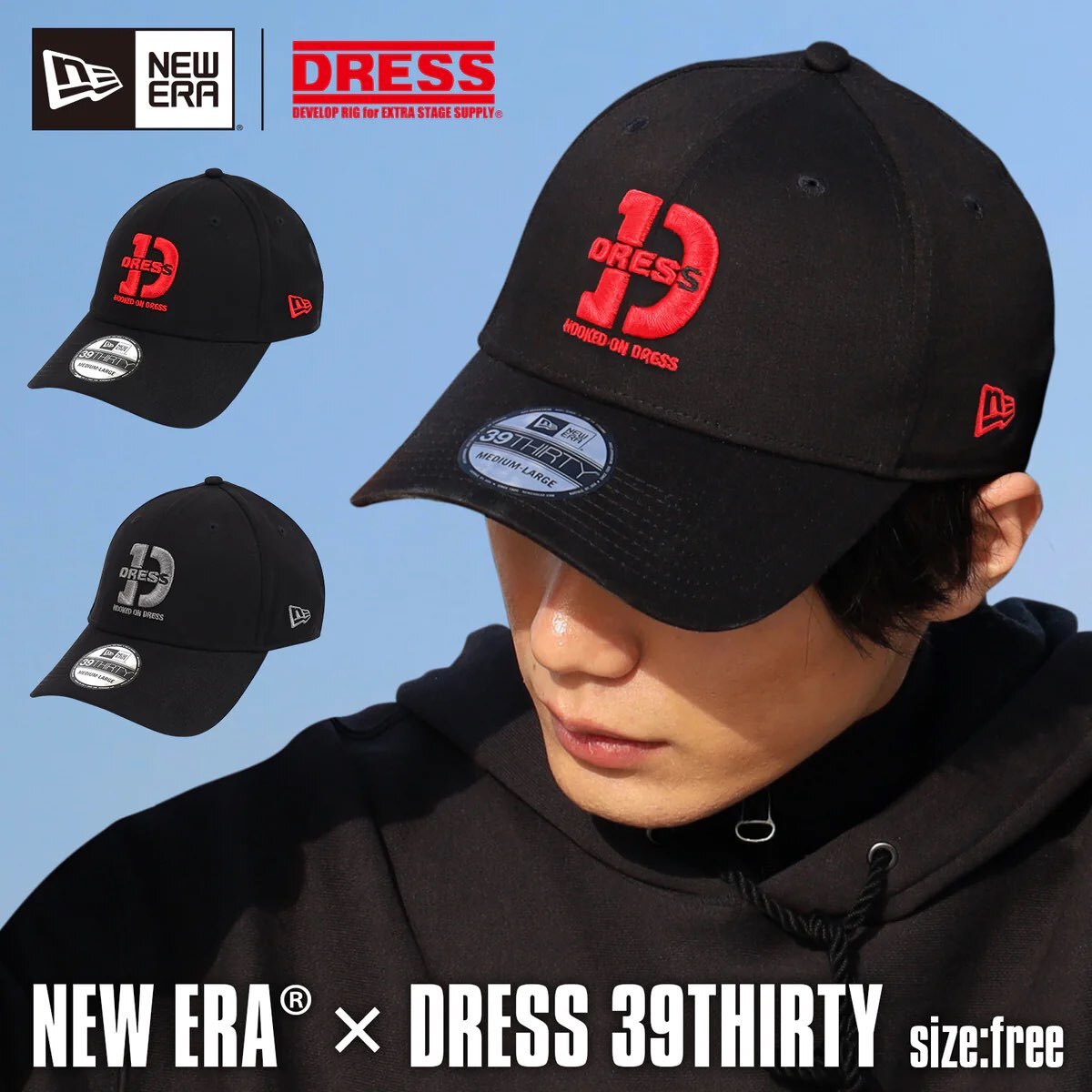 ニュウエラ キャップ ドレス NEWERA DRESS コラボキャップ ブラックｘグレー 39THIRTY フィッシング キャップ 釣り_画像2