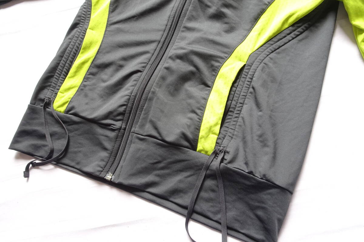 NIKE DRI-FIT/ナイキ/長袖トラックジャケット/ストレッチ性素材/前ジップアップ/ライムイエロー切替/シャーリング/グレー/Mサイズ(9/8R7)_画像8