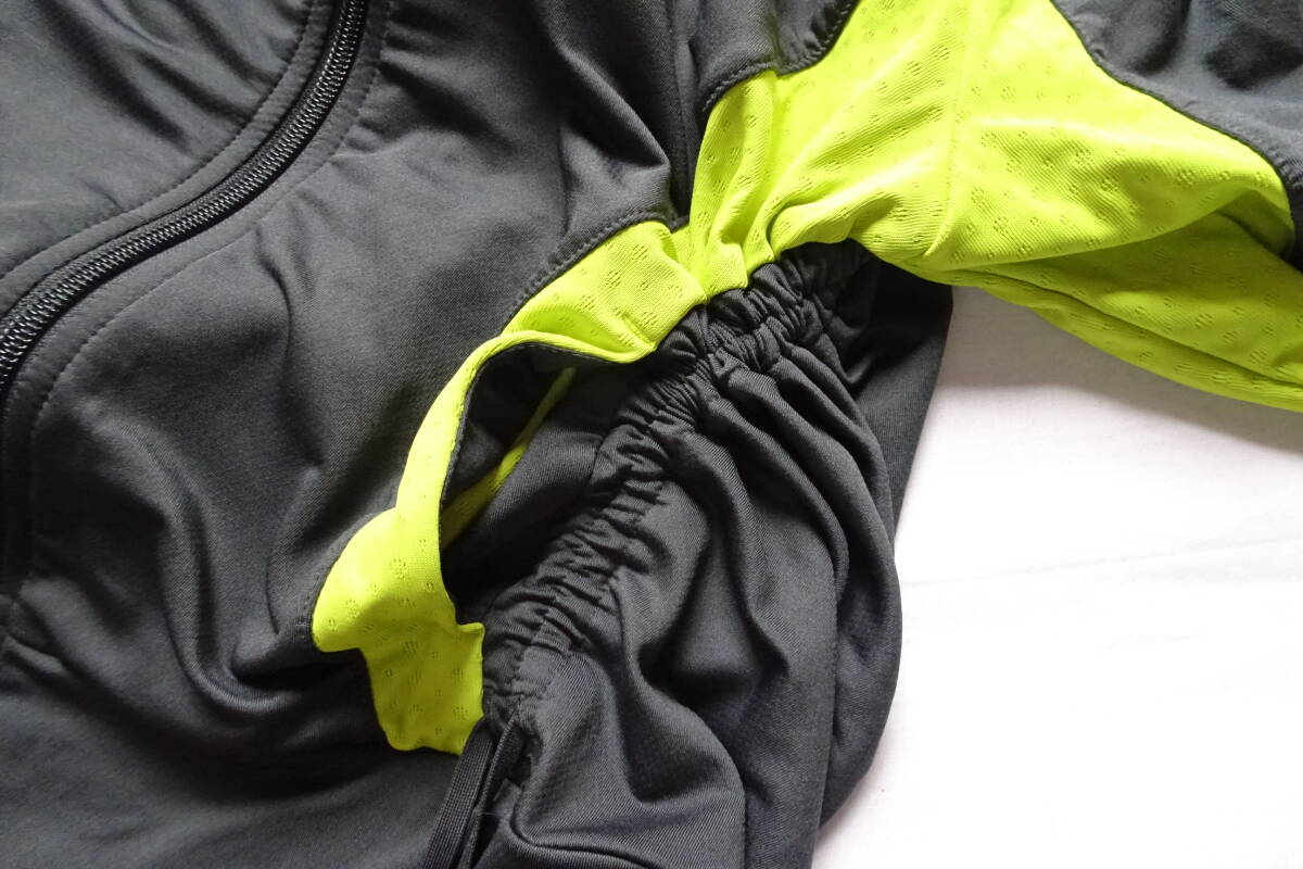 NIKE DRI-FIT/ナイキ/長袖トラックジャケット/ストレッチ性素材/前ジップアップ/ライムイエロー切替/シャーリング/グレー/Mサイズ(9/8R7)_画像9