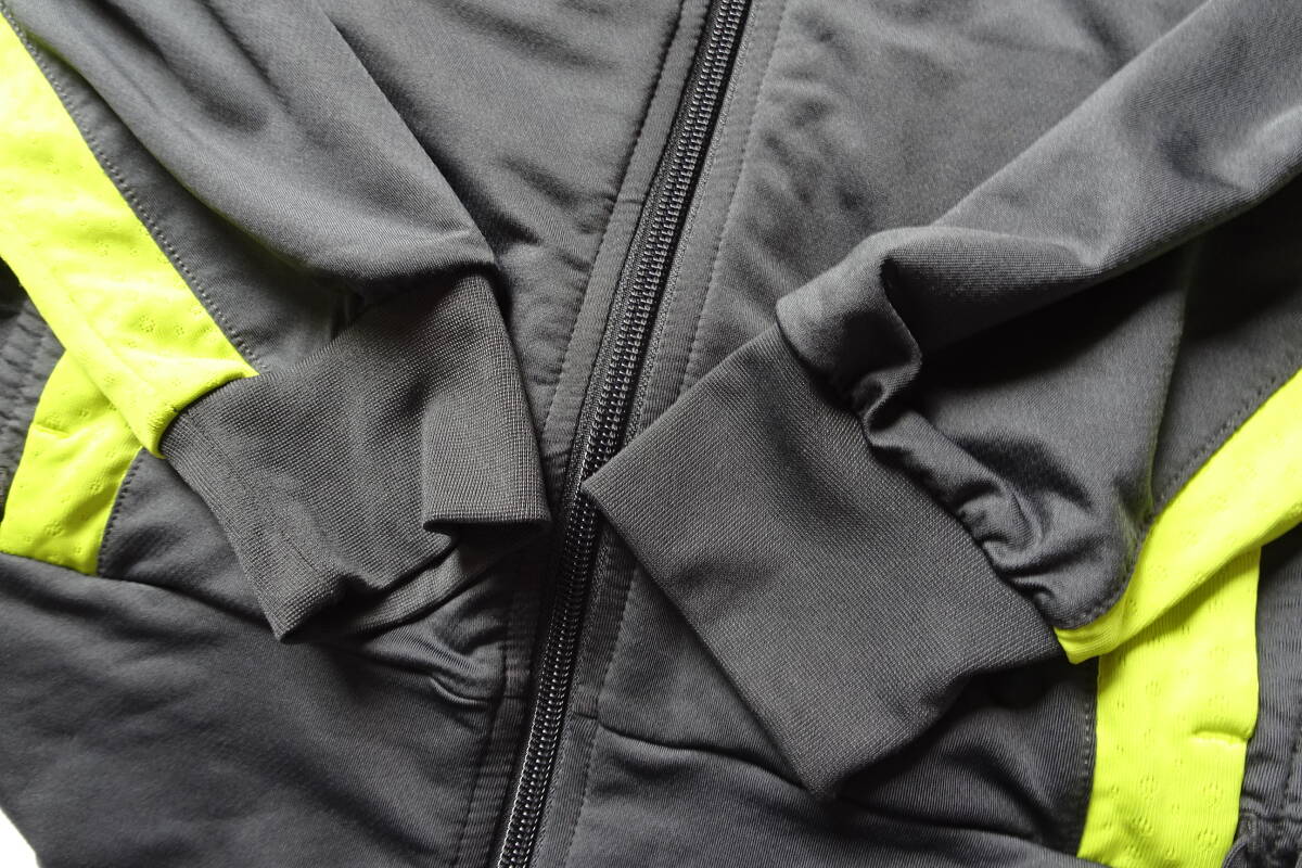 NIKE DRI-FIT/ナイキ/長袖トラックジャケット/ストレッチ性素材/前ジップアップ/ライムイエロー切替/シャーリング/グレー/Mサイズ(9/8R7)_画像7